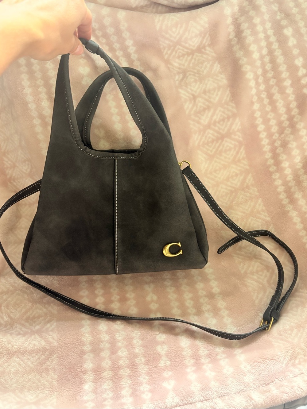 Suede Shoulder Tote Bag in
Black - Picture 9 of 10
